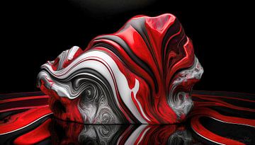 Abstracte 3D-sculptuur in rood en zwart