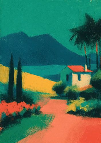 Wit huis onder een turquoise hemel