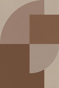 Moderne abstracte geometrische kunst in retrostijl in bruin en beige nr. 19 van Dina Dankers