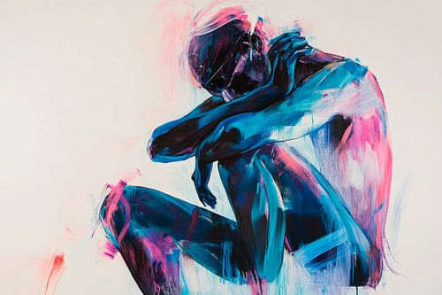 Gekleurde figuur in verdriet - Moderne Kunst