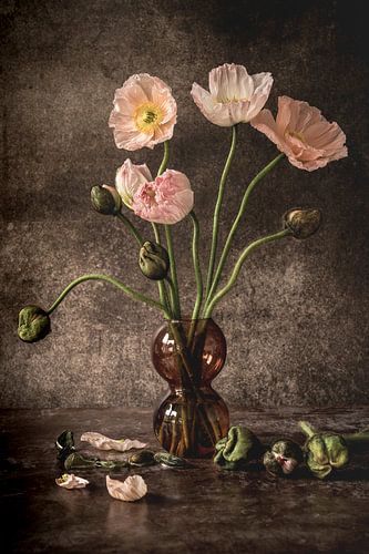 Stilleben mit rosa Mohnblumen