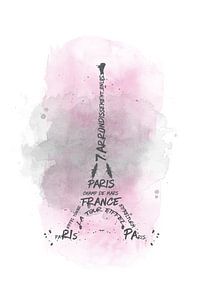 Eiffelturm Typografie | Aquarell rosa