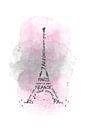 Eiffelturm Typografie | Aquarell rosa von Melanie Viola Miniaturansicht