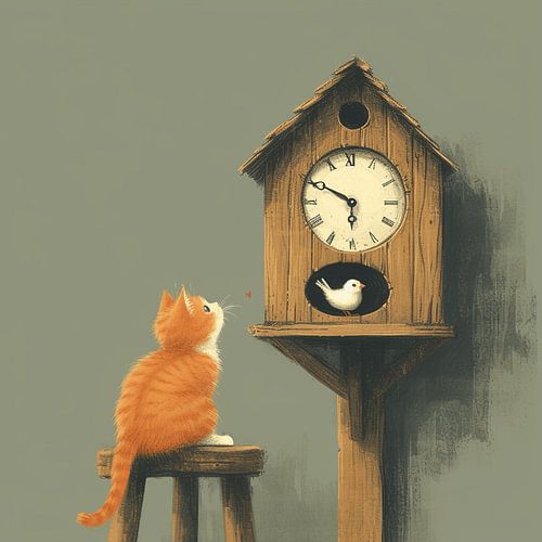 Waiting for the Bird - The Red Cat and the Cuckoo Clock