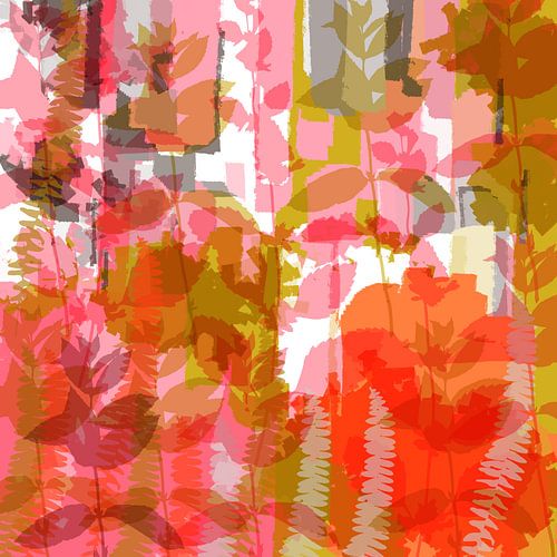 Kleurrijke abstracte botanische kunst. Bloemenvreugde.