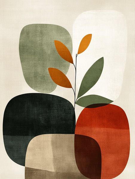 Abstract organic shapes, bohemian style by Japandi Art Studio