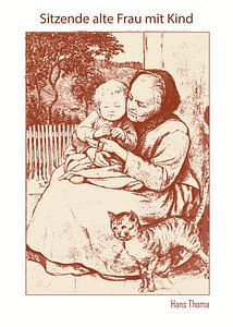 Sitzende alte Frau mit Kind