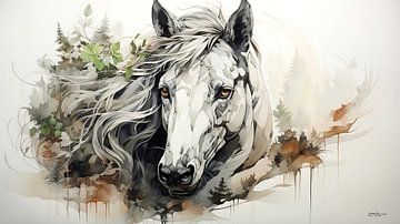 pentekening van een paard van Gelissen Artworks