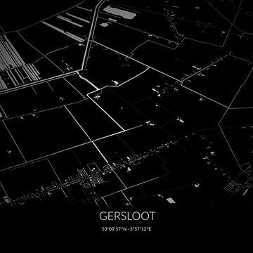 Zwart-witte landkaart van Gersloot, Fryslan. van Rezona