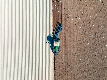 Traktor bei der Vorbereitung des Bodens für die Anpflanzung von Pflanzen von Sjoerd van der Wal Fotografie