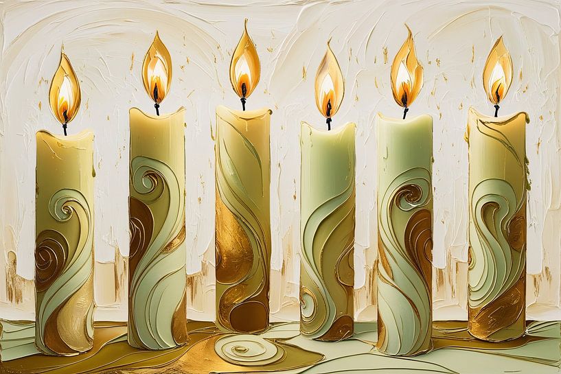 Goldene Kerzen mit eleganten Flammen von Art & Soul Creations