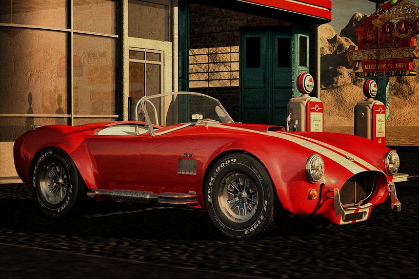 Ford AC Cobra 427 at an old petrol station by Jan Keteleer (JanKé): A Journey Beyond the Canvas