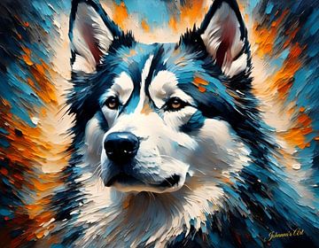 Hondenkunst - Siberische Husky 4 van Johanna's Art
