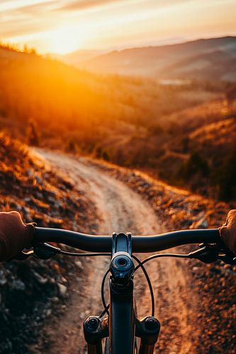 Fietsen bij zonsondergang