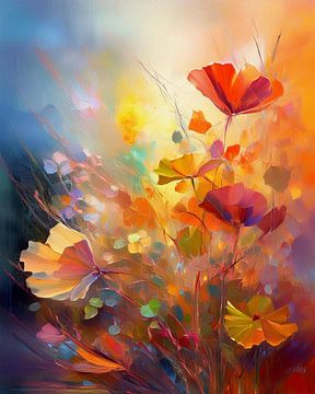 Colourful flowers in the field from the series: Abstract and colourful - 3 by Studio Pieternel