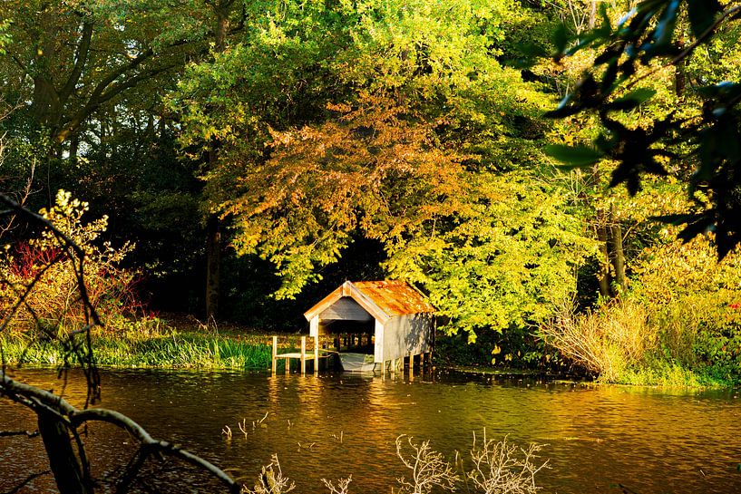 Boathouse in autumn by Léonie's Art Gallery