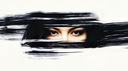 Mysterieuze ogen in een penseelstreek