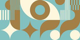 Abstrakte geometrische Retro-Kunst in Gold, Blau und Weiß nr. 16 von Dina Dankers