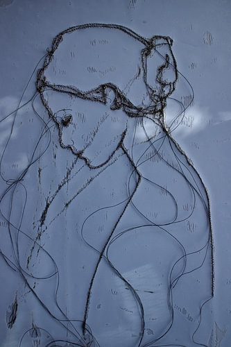 'Lavender Is Blue' - Woman made of wire.