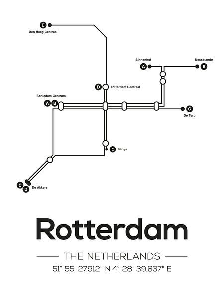 Rotterdamer U-Bahn-Linien von MDRN HOME
