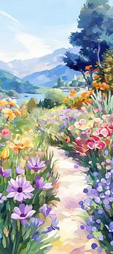 Art du pastel naturel | Splendeur florale sur Peinture Abstraite