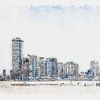 Skyline en boulevard van Vlissingen (aquarel) van Art by Jeronimo