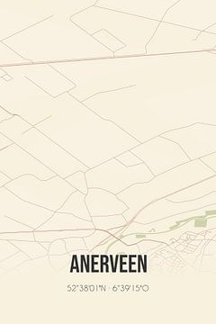 Vintage landkaart van Anerveen (Overijssel) van Rezona