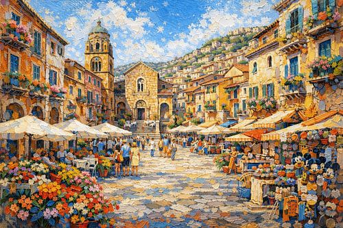 Sardinië in Italië, een impressionistisch schilderij.