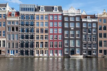 Amsterdam - Maisons colorées sur le Damrak sur t.ART
