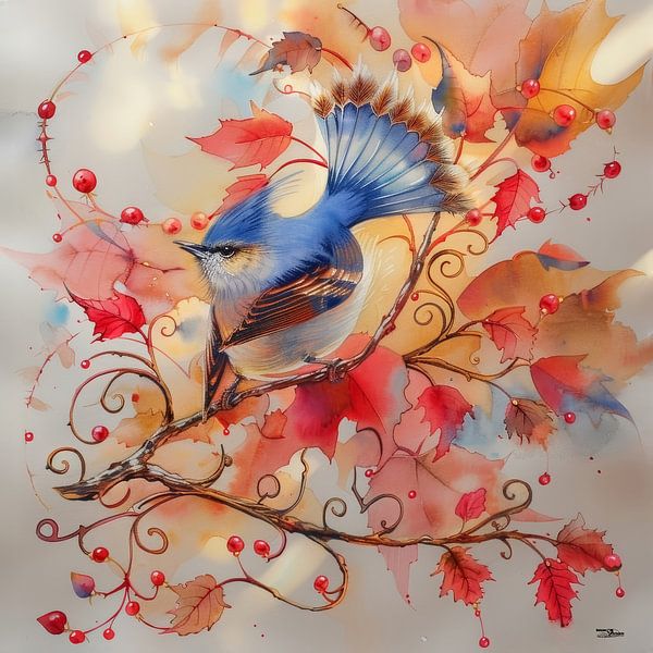 Aquarell eines Vogels von Gelissen Artworks