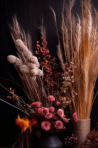 Ombre rose dans la brise | Ombre gracieuse d'herbe stylisée