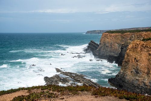blue wild ocean at protugal coast