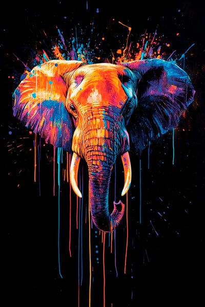 Kleurrijk olifantenhoofd - expressief en levendig van Poster Art Shop