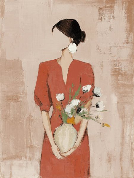 Vrouw met vaas van Japandi Art Studio