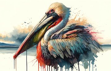 Küstenpelikan-Porträt von Chromatic Fusion Studio