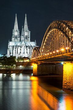 cologne two towers at night by Sven Frech