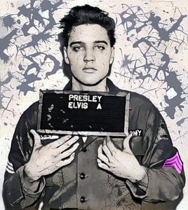 Motief portret Elvis Presley - Mugshot - Roze van Felix von Altersheim