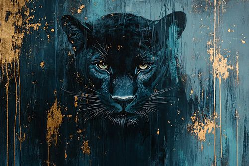 Zwarte panter met gouden accenten