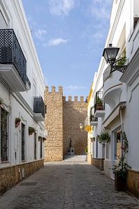 Schloss mit gotischen und arabischen Elementen, Castillo de Luna, Rota, Cádiz, Andalusien, Spanien..