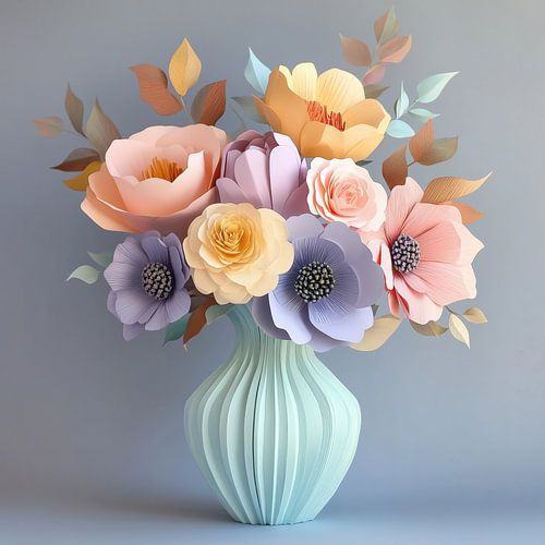 Pastellfarbene Papierblumen