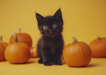 Kittens met pompoenen van Harry Cathunter