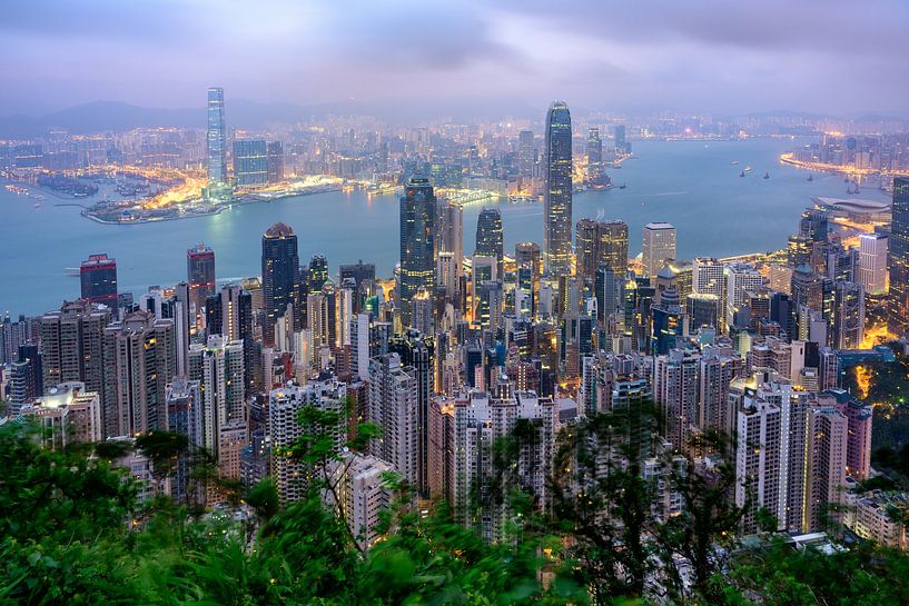 Het uitzicht van Hong Kong van Victoria Peak van Lorena Cirstea