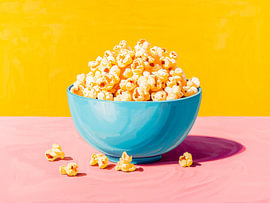 Blaue Schüssel mit Popcorn von Joseph S Giacalone Photography