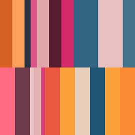 Heldere strepen. Veelkleurige kunst in retrokleuren nr. 4 van Dina Dankers