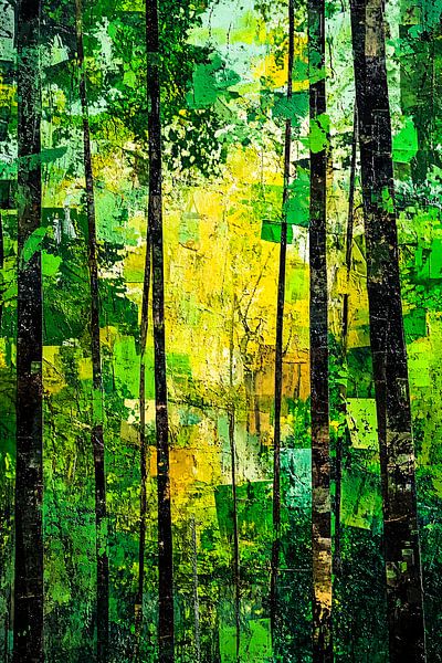 Forêt abstraite avec des nuances de vert par Art & Soul Creations