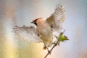 Oiseau pesteux aux ailes déployées - peinture