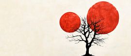 Roter Mond und Baum – moderne Kunst von Poster Art Shop