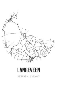 Langeveen (Overijssel) | Karte | Schwarz und Weiß von Rezona