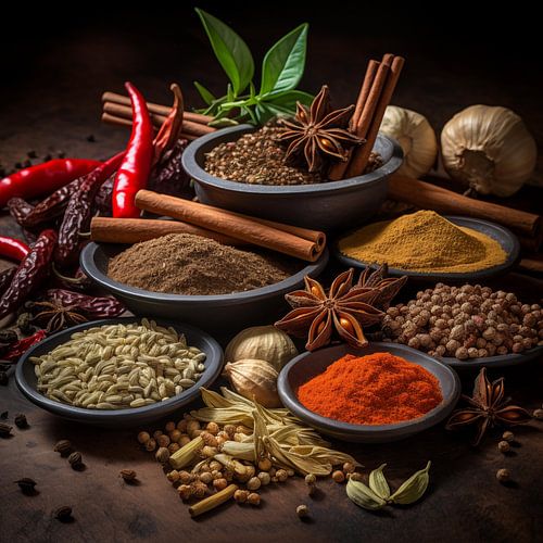 Verzameling van kruiden en specerijen
