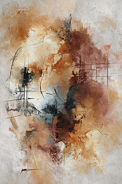 Abstract Painting - Brown and Blue Mysterious Organic by Joriali Abstract